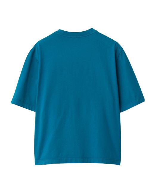 Burberry Blue Oak Leaf Crest Embroidered Crewneck T-Shirt for men
