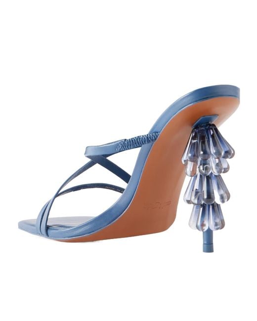 Cult Gaia Blue Bead-Embellished Leather Sandals