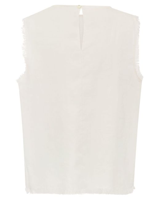 Antonelli White Linen Sleeveless Jumper