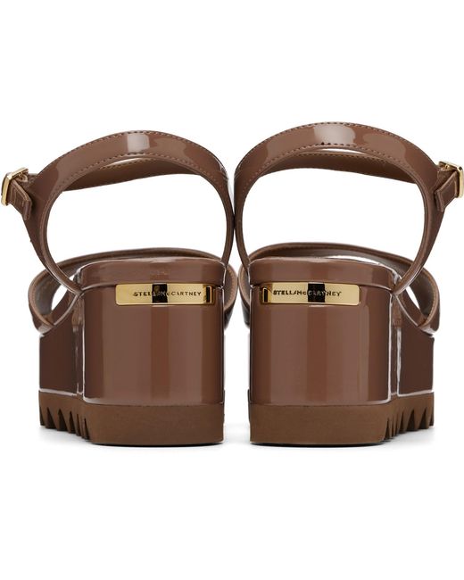Stella McCartney Brown Elyse Patent Leather Platform Sandals