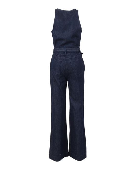 7 For All Mankind Blue Lustre Belted Jumpsuit