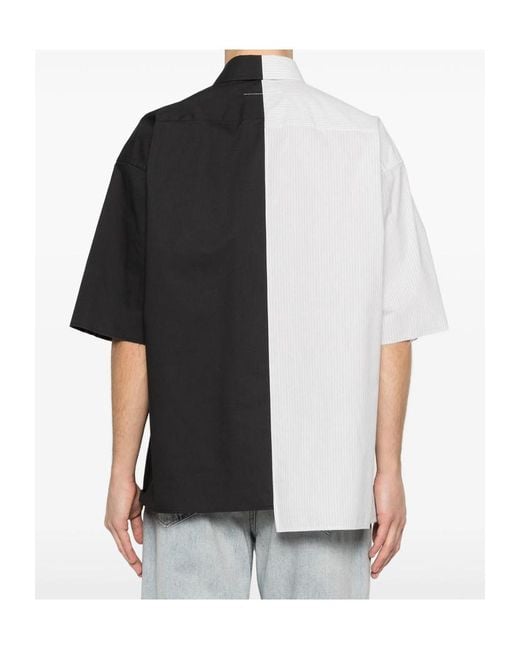 MM6 by Maison Margiela Black Striped Panelled Button-Up Shirt for men