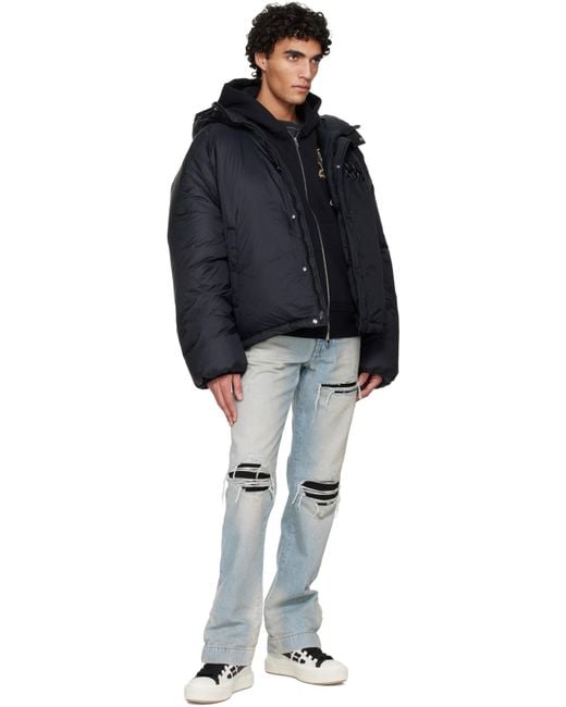 Amiri Blue Logo Patch Hooded Down Jacket for men