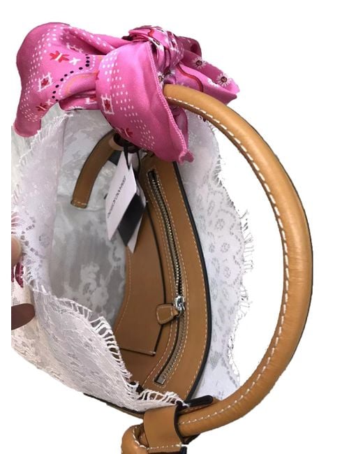 Ermanno Scervino Pink Small Logo-Embroidered Floral-Lace Tote Bag