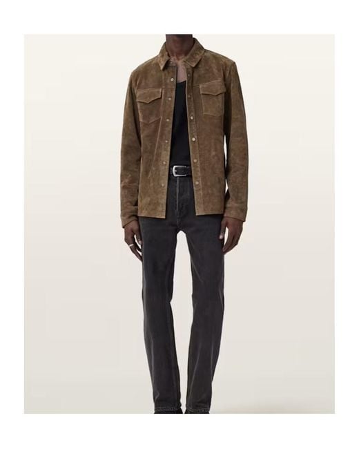 AllSaints Brown Sully Suede Jacket for men