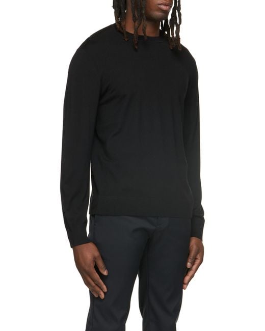Theory Black Round-Neck Knitted Pullover for men
