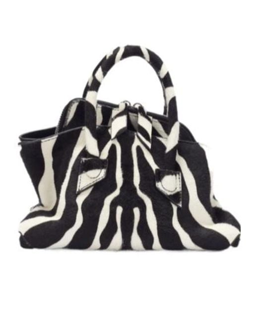 The Attico Black The La Passeggiata Zebra Printed Mini Tote Bag