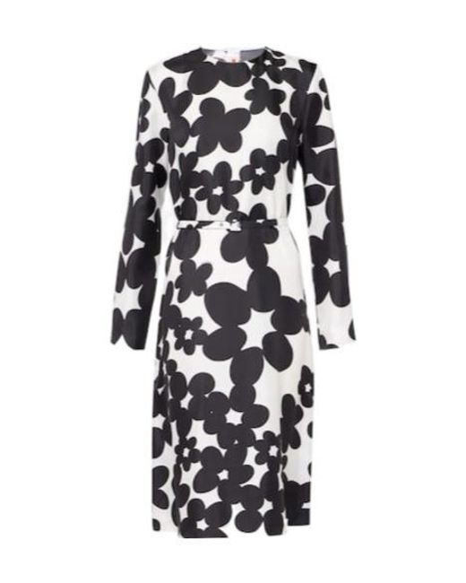 Marni White Printed Silk Midi Dress
