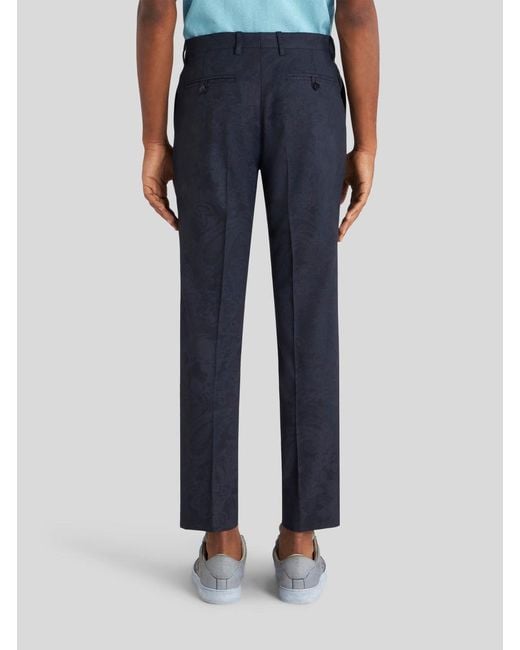Etro Blue Straight Leg Tailored Pants for men
