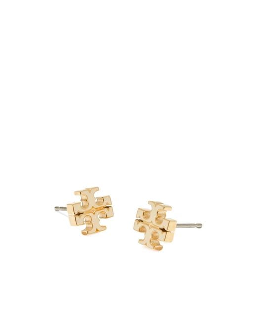 Tory Burch White Small Icon Stud Earrings