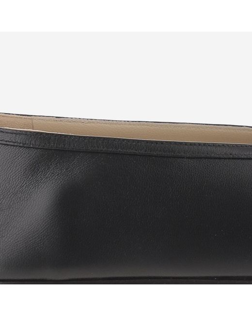 Le Monde Beryl Black Tapered Toe Leather Flat Shoes