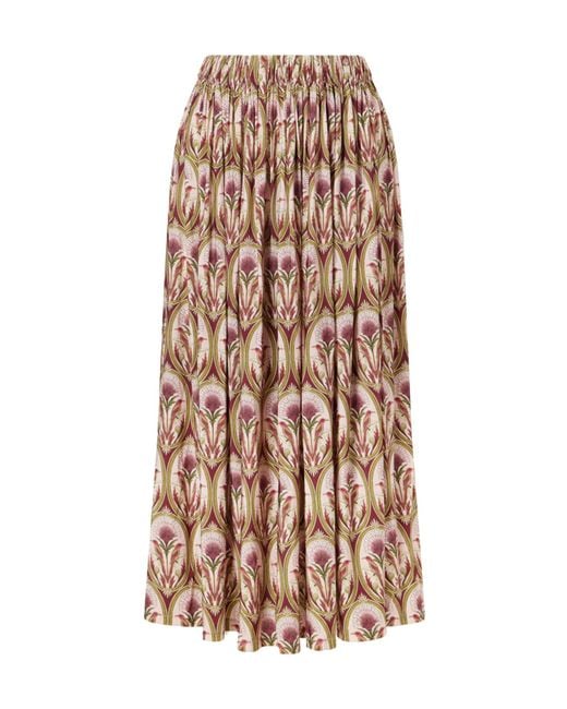 Farm Rio Natural Pleated Midi Skirt