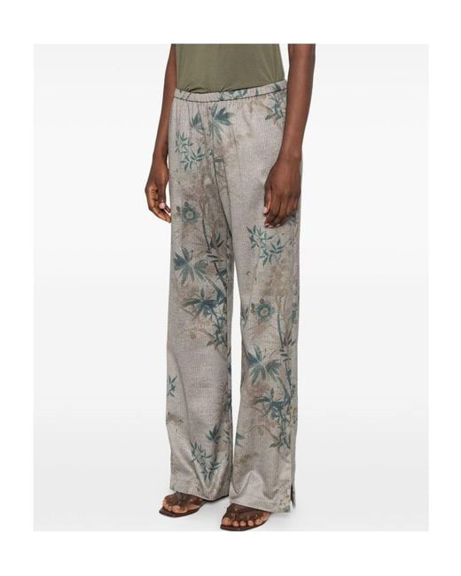 Forte_forte Gray Patterned Casual Trousers