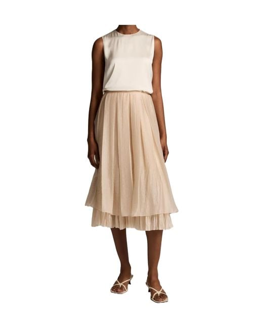 Vince Natural Pleated Layered Skirt