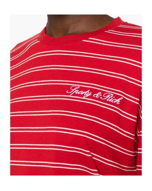 Sporty & Rich Red Striped T-Shirt