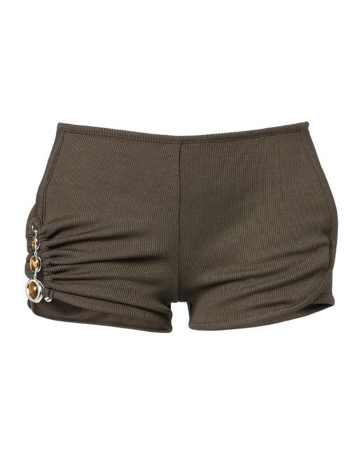 Christopher Esber Gray Droplet Crystal Embellished Ruched Shorts