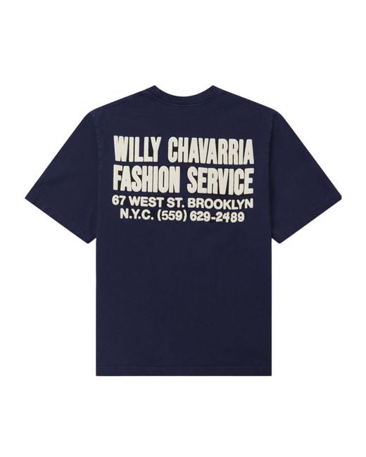 Willy Chavarria Blue Fashion Service Logo T-Shirt for men