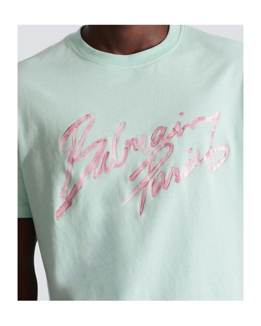 Balmain Green Printed T-Shirt for men