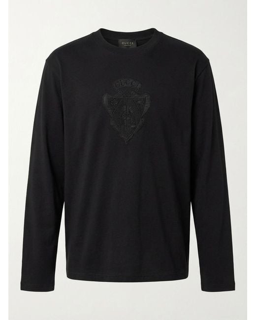 Gucci Black Crewneck Long-Sleeve T-Shirt for men