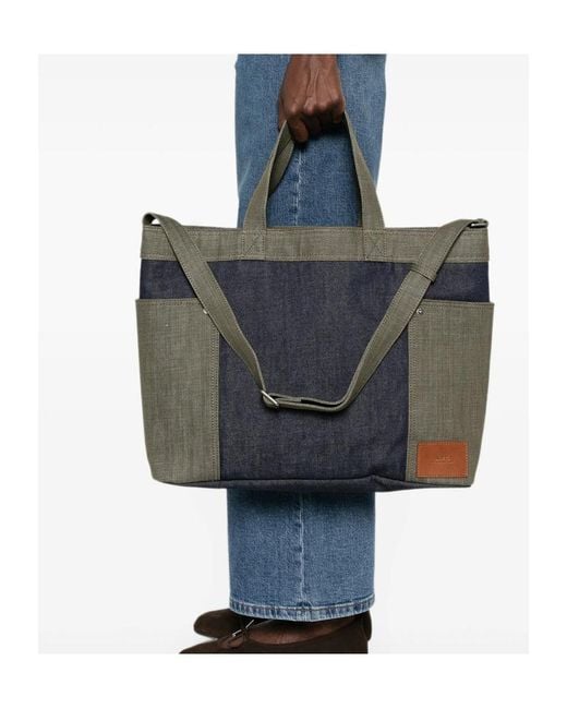 A.P.C. Black Denim Tote Bag for men