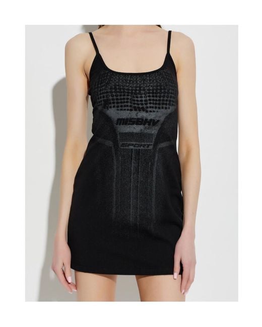 M I S B H V Black Logo-Detail Mini Dress