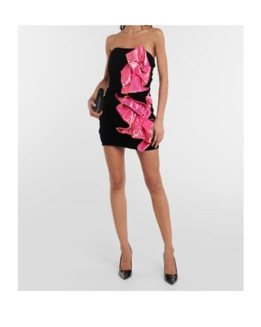 Alexandre Vauthier Black Strapless Embellished Minidress