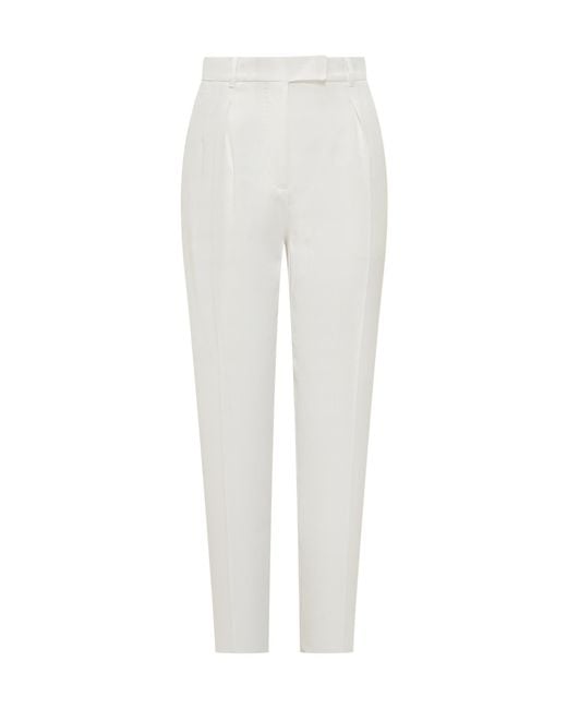 Max Mara White Straight Flat Front Pants