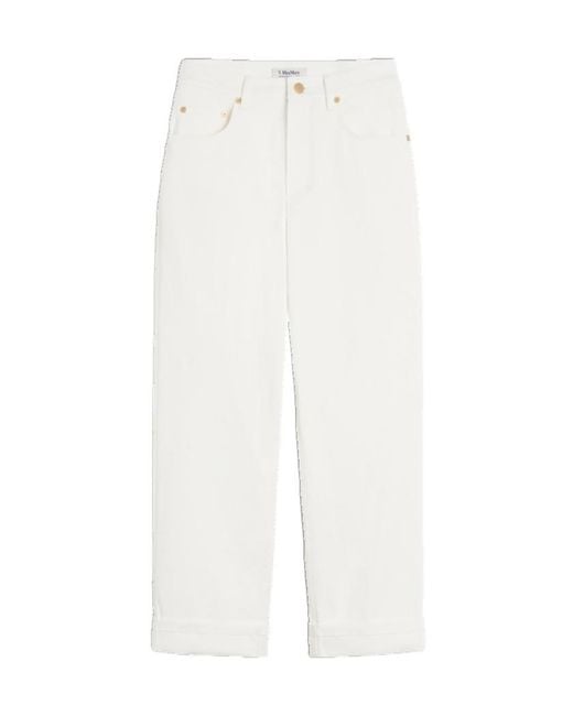 Max Mara White 'S Mid-Rise Straight-Leg Trousers