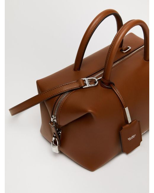 Max Mara Brown Medium Natural Leather Bowler Bag
