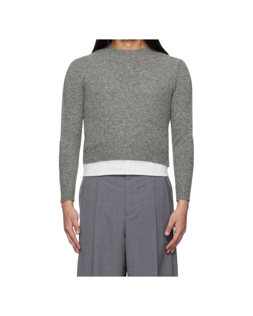 Jil Sander Gray Knit Wool-Blend Sweater for men