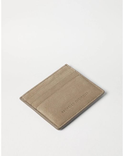 Brunello Cucinelli Natural Suede Card Holder