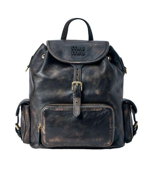 Miu Miu Black Flap-Top Backpack