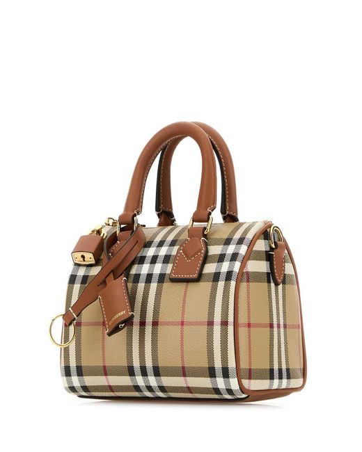 Burberry Brown Printed Canvas Mini Check Handbag