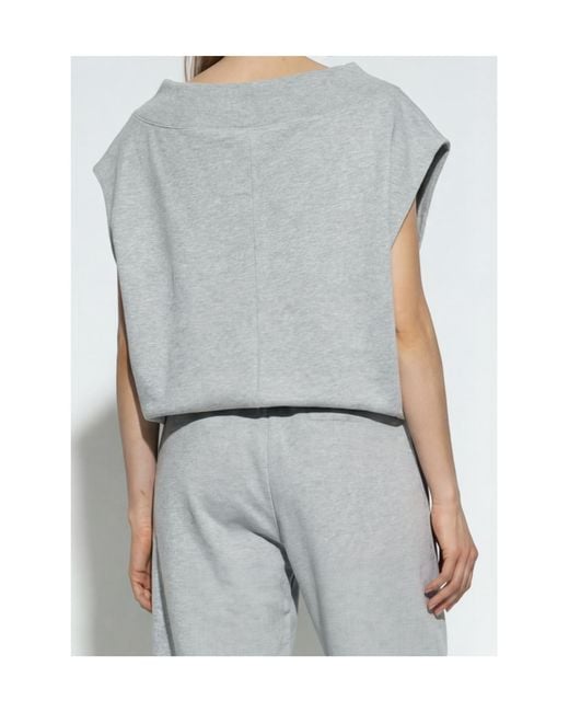 Dries Van Noten Gray Sleeveless Off-Shoulder Top