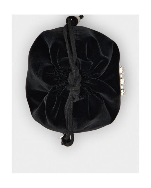 Roger Vivier Black Embellished Drawstring Mini Bucket Bag