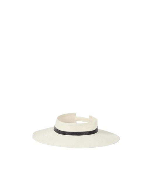 Brunello Cucinelli White Hemp Visor With Precious Band