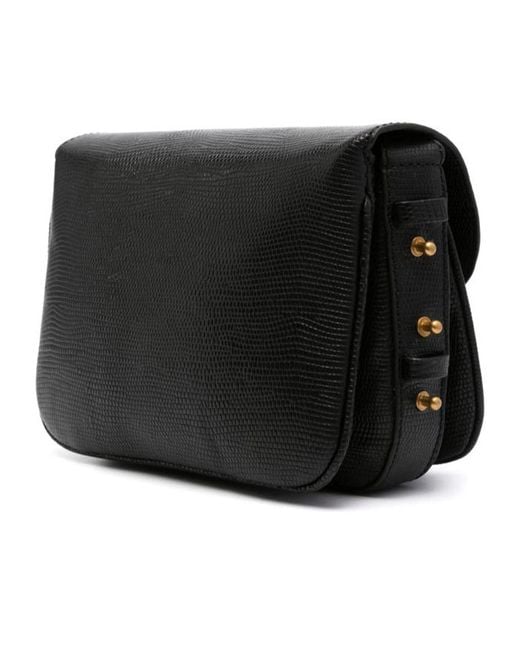 Soeur Black Flap Shoulder Bag