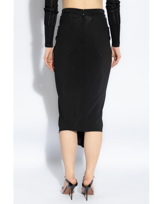 Alaïa Black Alaïa Draped Detailed Midi Skirt