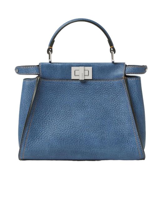 Fendi Blue Peekaboo Mini Tote Bag