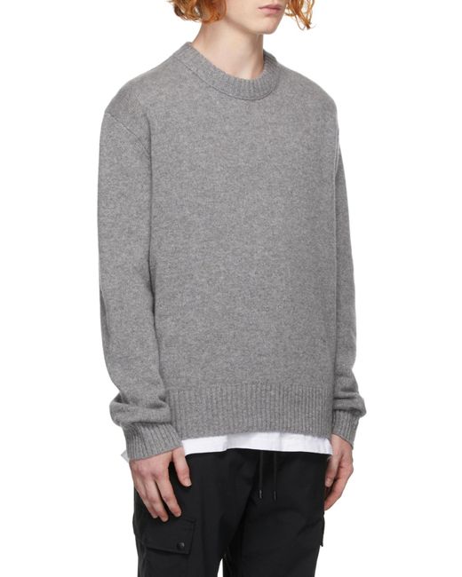 FRAME Gray Logo Knitted Pullover for men