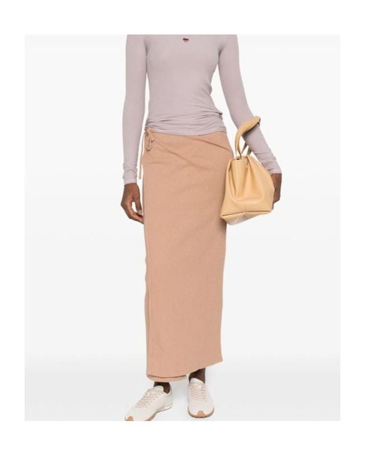 Baserange Natural Ribbed Knit Midi Skirt
