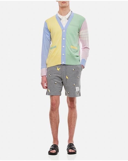 Thom Browne Blue Multi-Panel Button-Fastening Cardigan for men