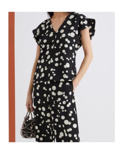 Marella Black Printed Satin Blouse