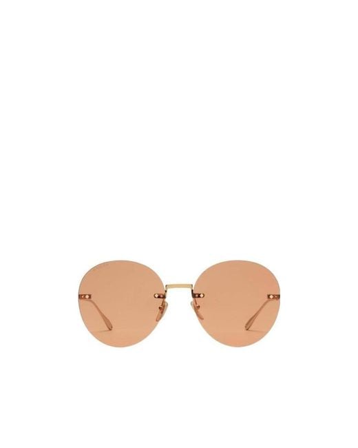 Gucci Pink Eyewear Round Frame Logo Pendant Sunglasses