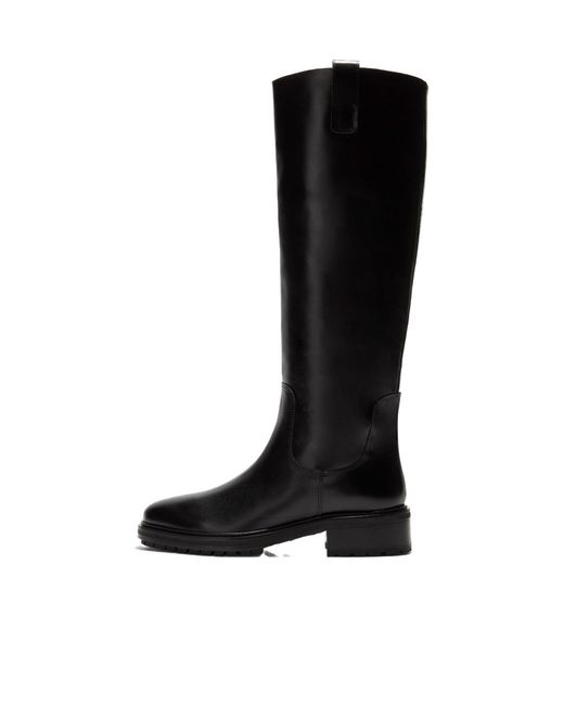 Aeyde Black Solid Color Knee High Boots