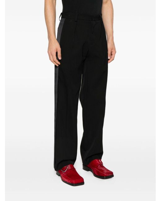 Casablanca Black Pleated Side-Stripe Trousers for men