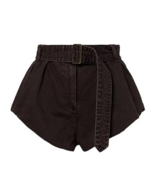 Magda Butrym Black Belted Cotton Canvas Shorts