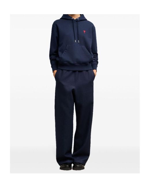 AMI Blue Ami De Coeur Drawstring Hoodie for men