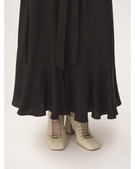 Chloé Black Chloé Rose Jacquard Gathered Midi Skirt