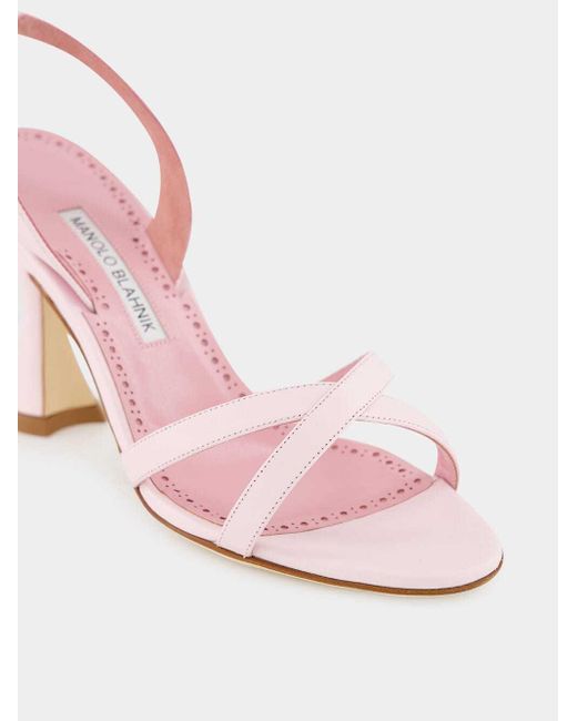 Manolo Blahnik Pink Round Toe High Heel Sandals